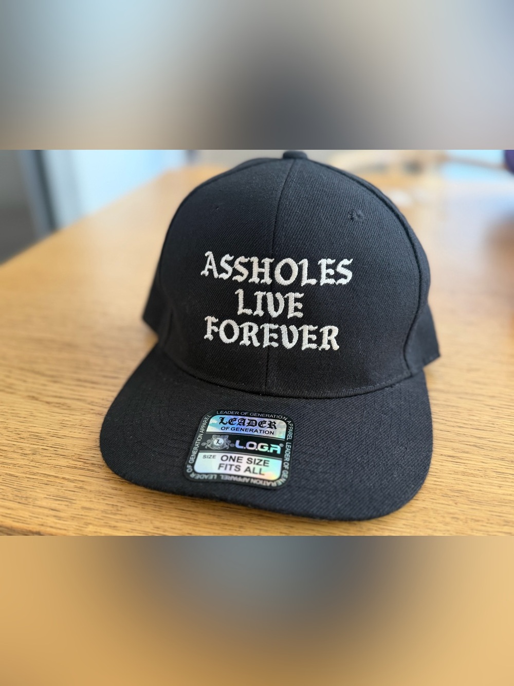Black Embroidered Statement Snapback Hat